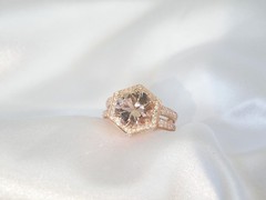 Rose Gold on Sterling Silver 925 Natural Irradiated Peach Morganite Ring Size 6