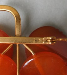 Vintage Soviet Baltic Amber Leaf Brooch Gilt Pin USSR + Gold Plated