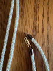Vintage Asian Cloisonné Floral Tassel Pendent On Cream cord Necklace 30” Estate
