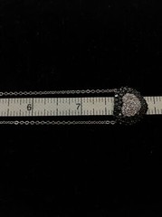 Vintage Silver tone Black Onyx & Clear Cubic Zirconia Pave Heart Necklace