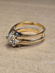 Vintage 14 K GE Gold Plated Set Cubic Zirconia And Ruby REBERSIBLE Ring – 9.25