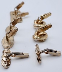 Vintage Mid Century Modern Swank Gold Tone Cufflinks & Tie Bar 10 Piece Lot