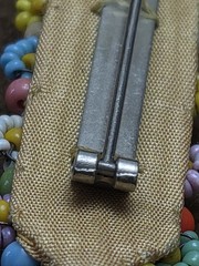 Vintage Seed Bead Flower Brooch C Clasp Fabric Back Pin Artisan MCM