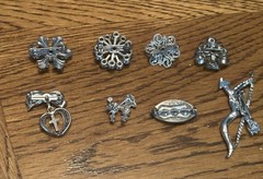 Vintage Lot 8 Silver Tone & Pot Metal Prong Set Rhinestones Scatter Pins Brooch