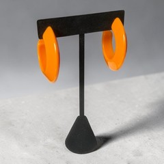 Vintage Lucite/Plastic Hoop Pierced Earrings – Orange – 1-1/2″ x 1-1/2″