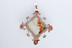UNIQUE Wild Horse Jasper Pendant 925 Silver Natural Garnet BIG Jewelry MOM Gift