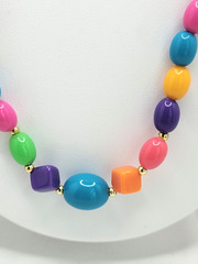 Vintage 1990s Rainbow toned Plastic Acrylic Bead Oval Square Graduated Unsigned