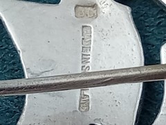 Antique 800 Silver Scottish Cloak Pin w. Viking Ship Theme: 1.5″ dia. & 15 grams