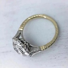 Art Deco Style 2.30Ct Round Lab Created Diamond Wedding 14K Yellow Gold FN Ring