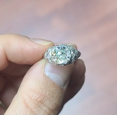 Platinum Vintage Filigree Engagement Ring 2.78ct. Natural Old Mine Diamond GIA