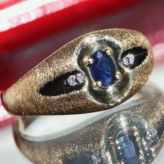 10k yellow gold 0.30ctw natural diamond ring sapphire sz 10 heated 2.63g Romance