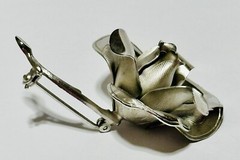 Silver Tone Rose Brooch 2 Inches.