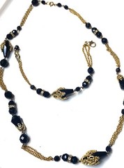 2.475 Vintage luxury set, necklace, bracelet, gold tone, cut glass inserts