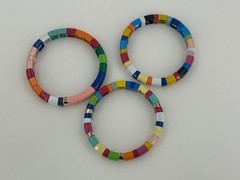 Tila Bead Enamel Tile Stretch Bracelet Set Multicolor Boho Stackable