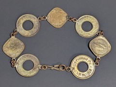 Vintage British India 1/2 Anna 1 Pice 7 Coin Bracelet