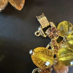 Vtg Juliana D&E Dangle Bead Rhinestone Topaz 5 Link Bracelet & Earring Set