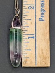 Vintage Italian 925 Sterling Silver Rainbow Fluorite Pendant Necklace 24″ AGI