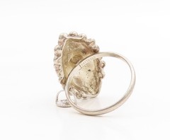 925 Sterling Silver Vintage Ring Marquise Shape Beaded Cluster Sz 7 RG34152