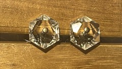 Vintage Rock Crystal Cufflinks “Hexagon” W/Original Wooden Box/unmarked/silver