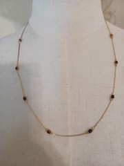 Vintage 1970s 24 inch Korea Stamp Gold-tone Minimalist Necklace w/Tiger’s Eye