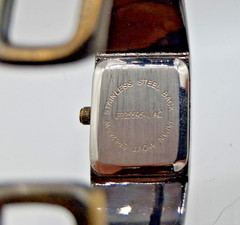 “Vintage” Quartz Spring, Ladies Gold Tone Jeweled Cuff Bracelet Analog Watch.