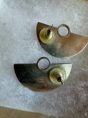 2″ BRENDA SCHOENFELD ? ABALONE STERLING SILVER ROUND PIERCED POST EARRINGS