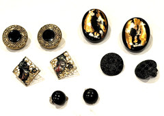 CELEBRITY BLACK GOLD SILVER RHINESTONE ENAMEL POST CLIP ON EARRINGS MCM LOT 20
