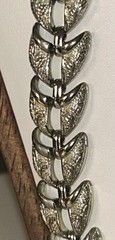 Vintage Coro Antiqued Silver Tone Leaf Link Necklace Engraved Mid Century 17”