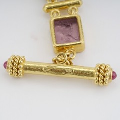 Elizabeth Locke 7 Station Rectangular Venetian Glass in 19k Yellow Gold
