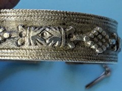 Vtg Israel Silver Cuff Bracelet 46 Grams Grapes & Palm Tree Hinged w/Pin Judaica