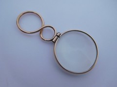 Extra Rare English Georgian 15K Gold QuiZZing Magnifying Crystal Loop Pendant !