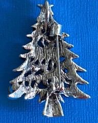 Green AB Rhinestone Christmas Tree Brooch 1.8X1.2 inches