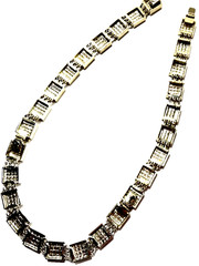 VTG Delillo Silver plate necklace w/Clear Rhinstones signed 20 1/2″ Length