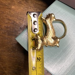 Vintage Scarf Ring Clip Gold Scotty Dog Jewelry Brooch Pin Scottish Terrier