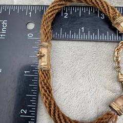 Vintage Victorian Mourning Bracelet Human Hair Intricate Gold Tone 8.5”
