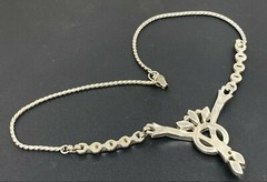 Vintage signed Anthony White Rhinestone Silver tone Choker Necklace 15″