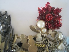 Costume Jewelry 2 Lb Stone Plastic Necklace Bracelet Pin Retro Vintage Bag #4
