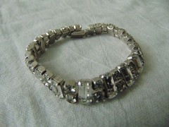 vintage Regency signed clear crystal baquettes rhodium plated bracelet as is