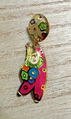 CLOWN BALLOONS FIGURAL PIERCED POST EARRINGS VINTAGE ENAMEL DROP STYLE