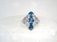 Vintage Sterling Silver 925 Heated London Blue Topaz Tanzanite Ring Size 8