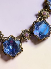 Art Nouveau Austrian Lilac Purple & Pink Crystal Brass Filigree Necklace