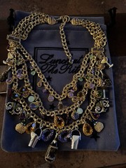 Lunch At The Ritz COCKTAILS Triple Strand Necklace; NEW, NEVER WORN, RARE!!!!