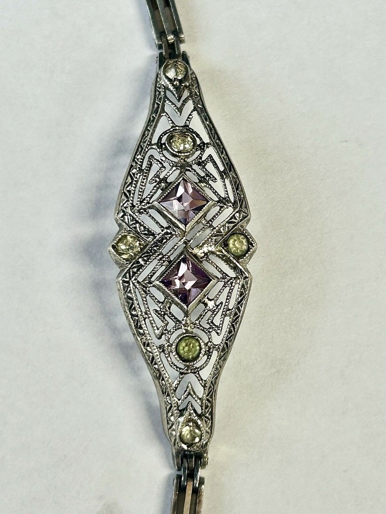 Sterling Silver Art Deco Style Vintage Bracelet 8.5 Grams 7 Inches