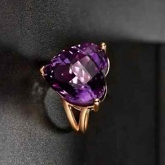 Heart Simulated Amethyst Women’s Gorgeous Wedding Ring In 14K Yellow Gold Plated