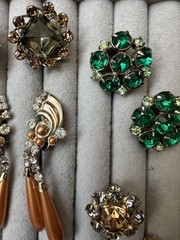 Vintage Rhinestone Jewelry Lot Earrings Brooches Necklace Bracelets Multicolor