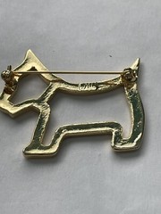 Vintage AAI Gold Tone AB Rhinestone Collar Scottish Terrier Brooch