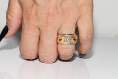 Vintage Style Flower Leafy Vine Band 2 Ct Lab Created Ruby 14k Yellow Gold Over
