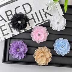 7cm Flanged Fabric Flower Brooch Pin for Women Girls Cute Handmade Rhinestone…