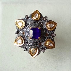 Gorgeous 2.50ctw Rose Antique Cut Diamond Sapphire Silver Victorian Ring Jewelry