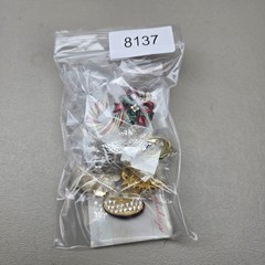 Vintage Christmas Brooch Lot Candy Cane Tree Ornament Bell Gift Jane Signed 6 Pc